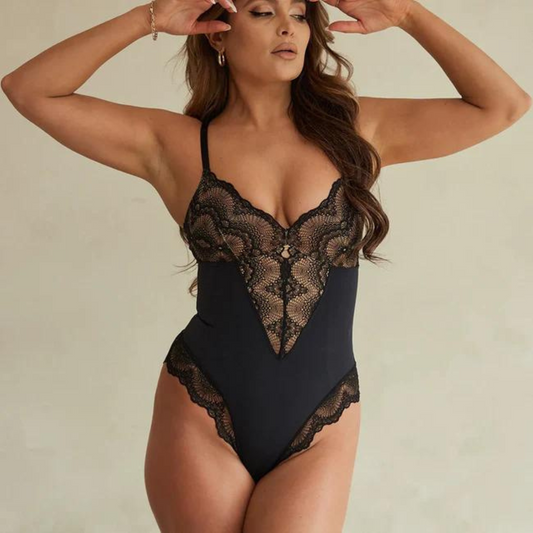 Sculpting Lace Shapewear Bodysuit - Black